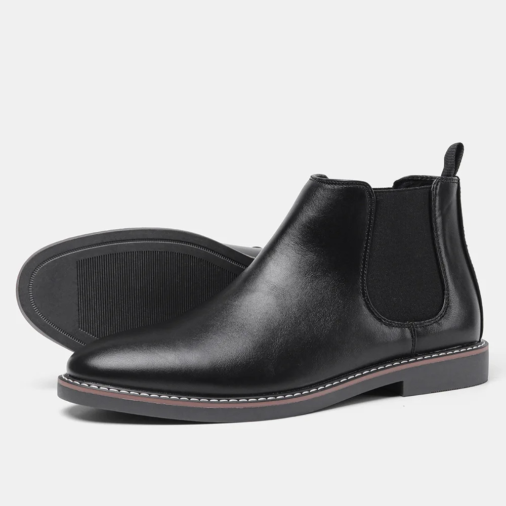 Men’s Elegant Vegan Leather Chelsea Boots with Straps