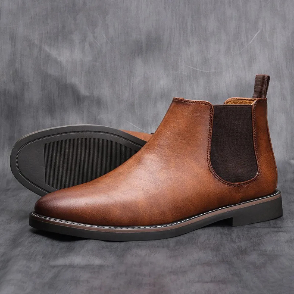 Men’s Elegant Vegan Leather Chelsea Boots with Straps