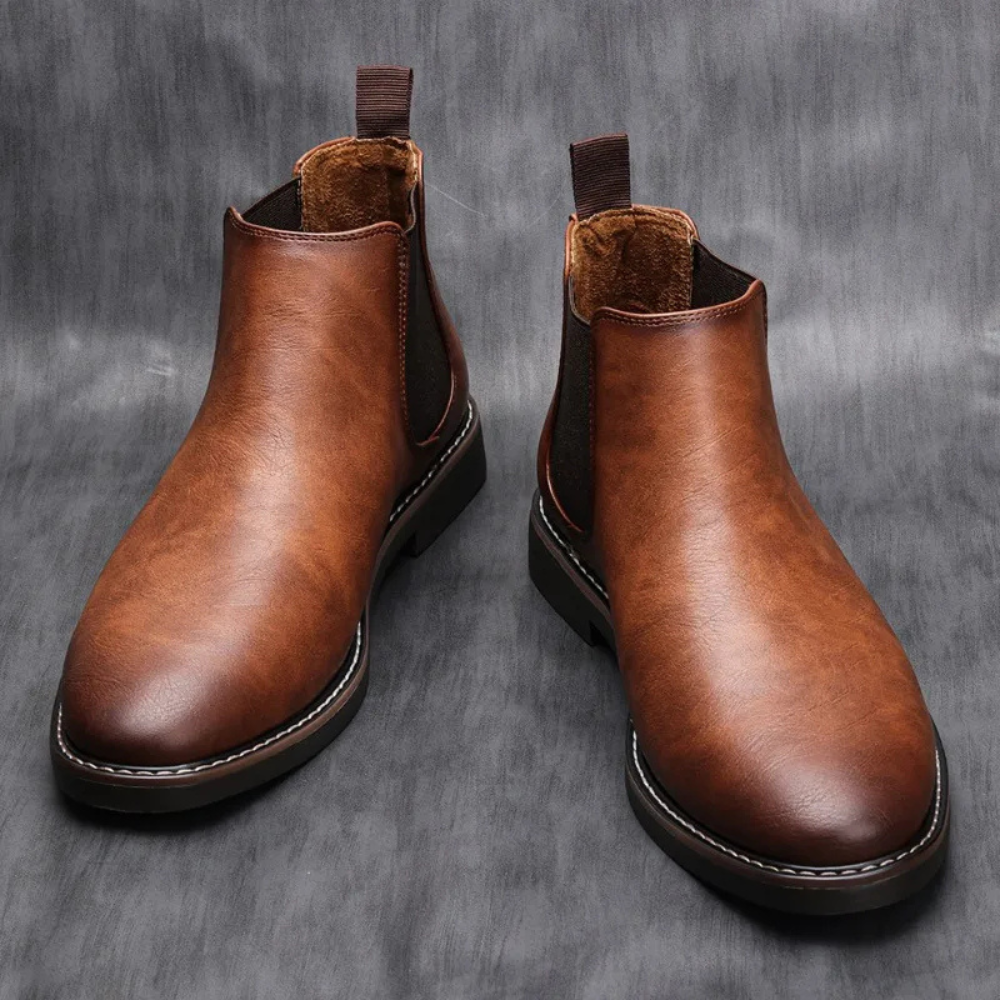 Men’s Elegant Vegan Leather Chelsea Boots with Straps