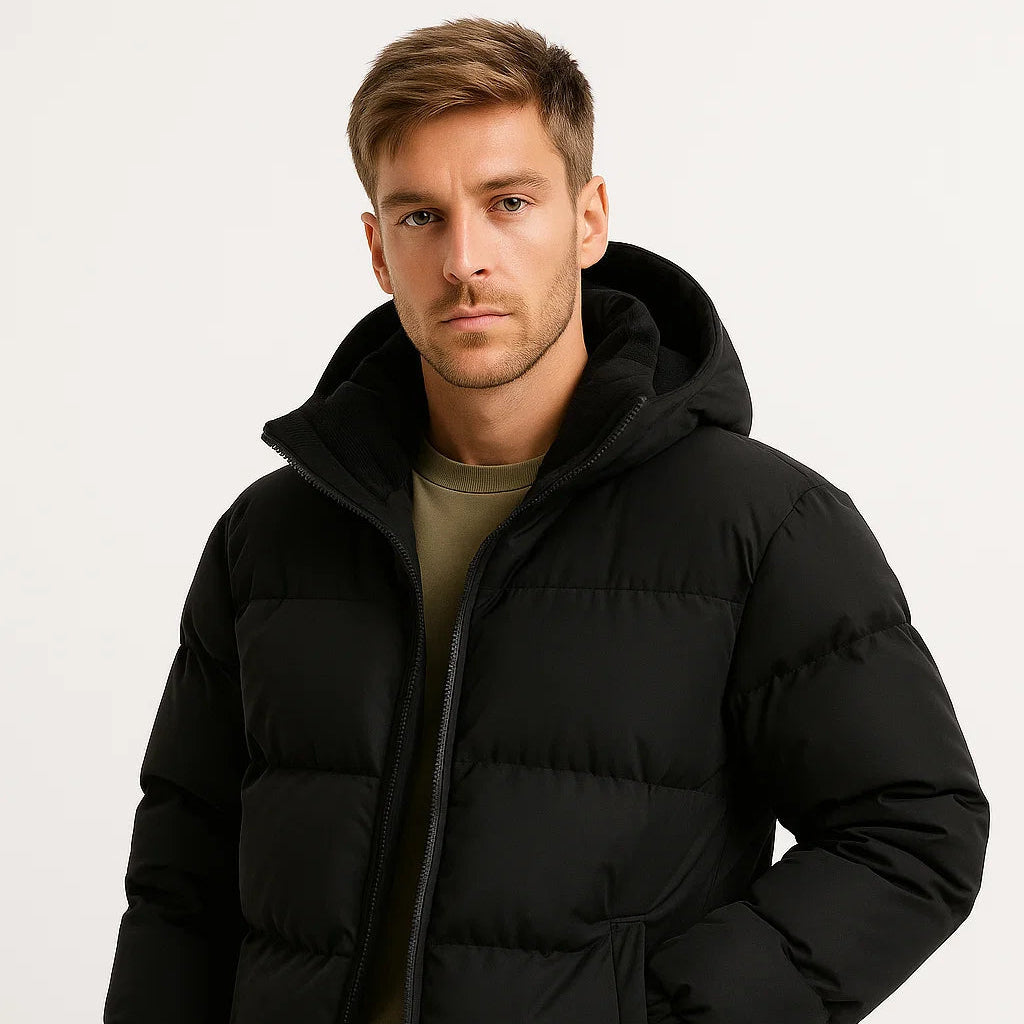 Men's Puffer Jacket Lightweight Insulated with Hood and Pockets