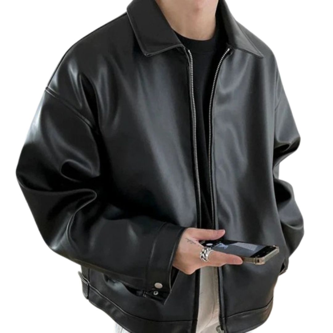 Men’s Oversized Leather Jacket for Autumn