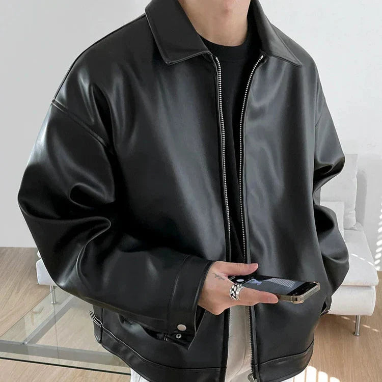Men’s Oversized Leather Jacket for Autumn