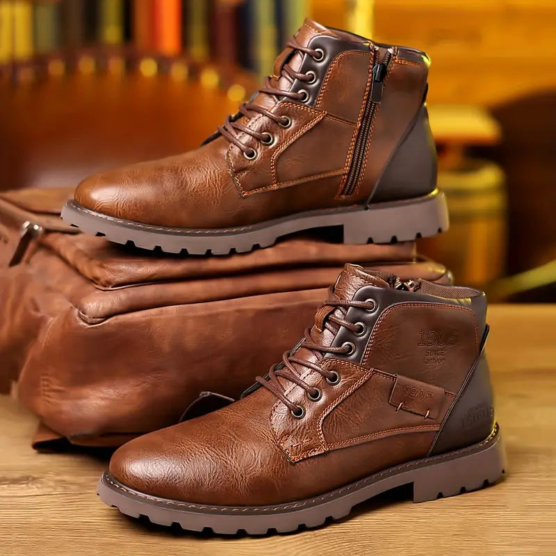 Men’s Leather Ankle Boots with Zipper Closure
