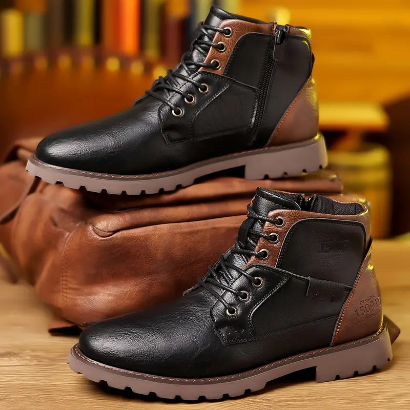 Men’s Leather Ankle Boots with Zipper Closure