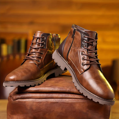 Men’s Leather Ankle Boots with Zipper Closure