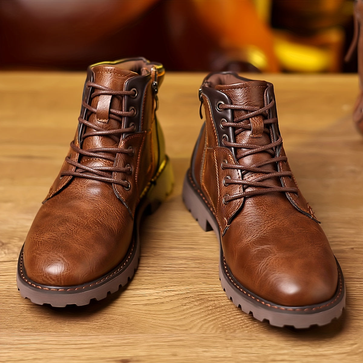 Men’s Leather Ankle Boots with Zipper Closure